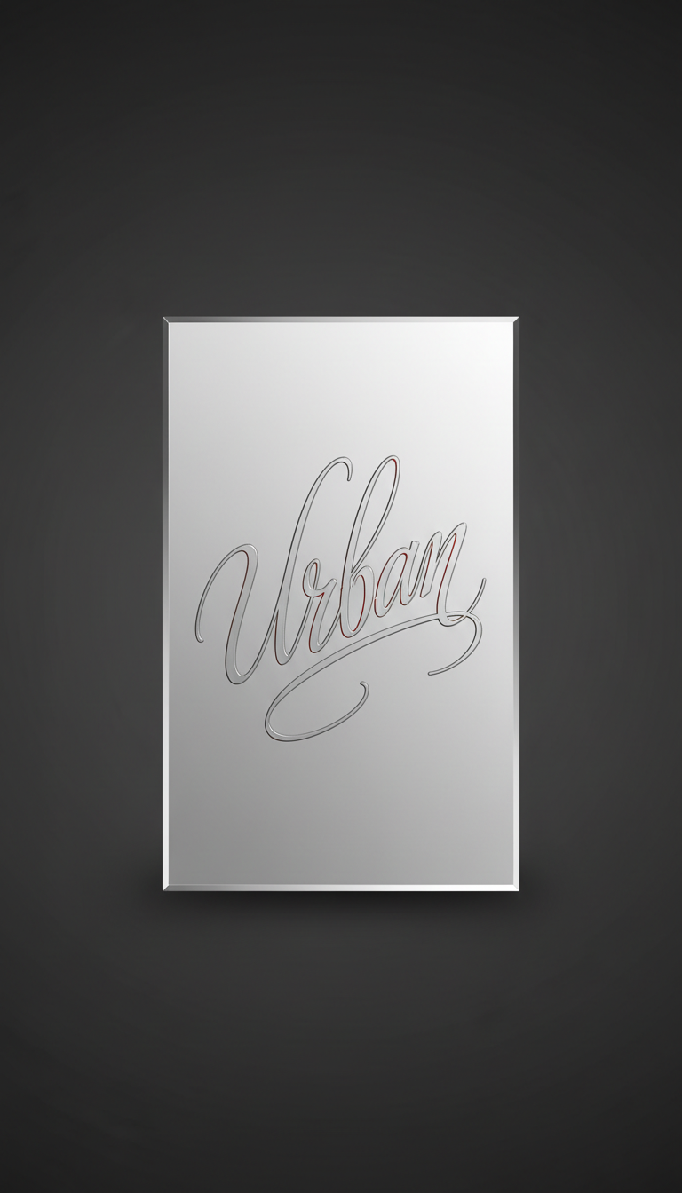 Specchio inciso urban script argento satinato