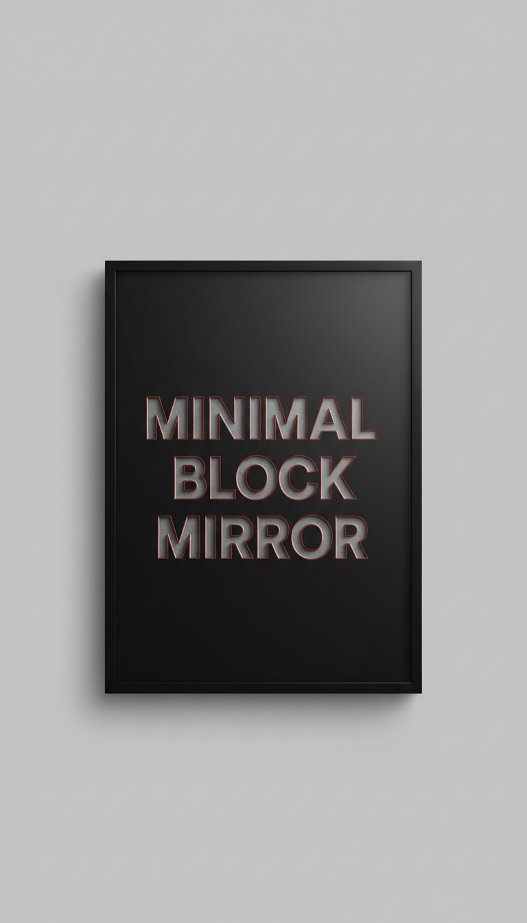 Specchio inciso minimal lettering nero profondo